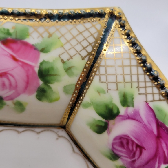VTG Nippon Roses Bowl | Hand Painted Floral - Picture 5 of 15